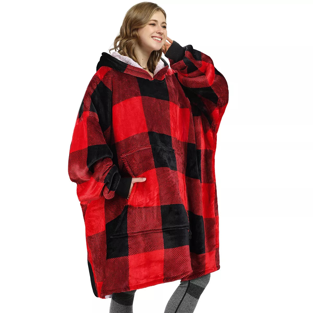 Catalonia Warm Blanket Hoodie Oversized Sweatshirt for Adult, Soft Fuzzy Wearable Blanket Pullover for Women Men, Cozy Gift
