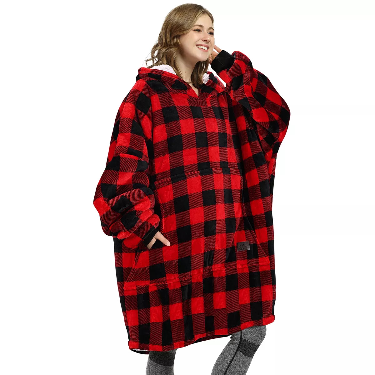 Catalonia Warm Blanket Hoodie Oversized Sweatshirt for Adult, Soft Fuzzy Wearable Blanket Pullover for Women Men, Cozy Gift