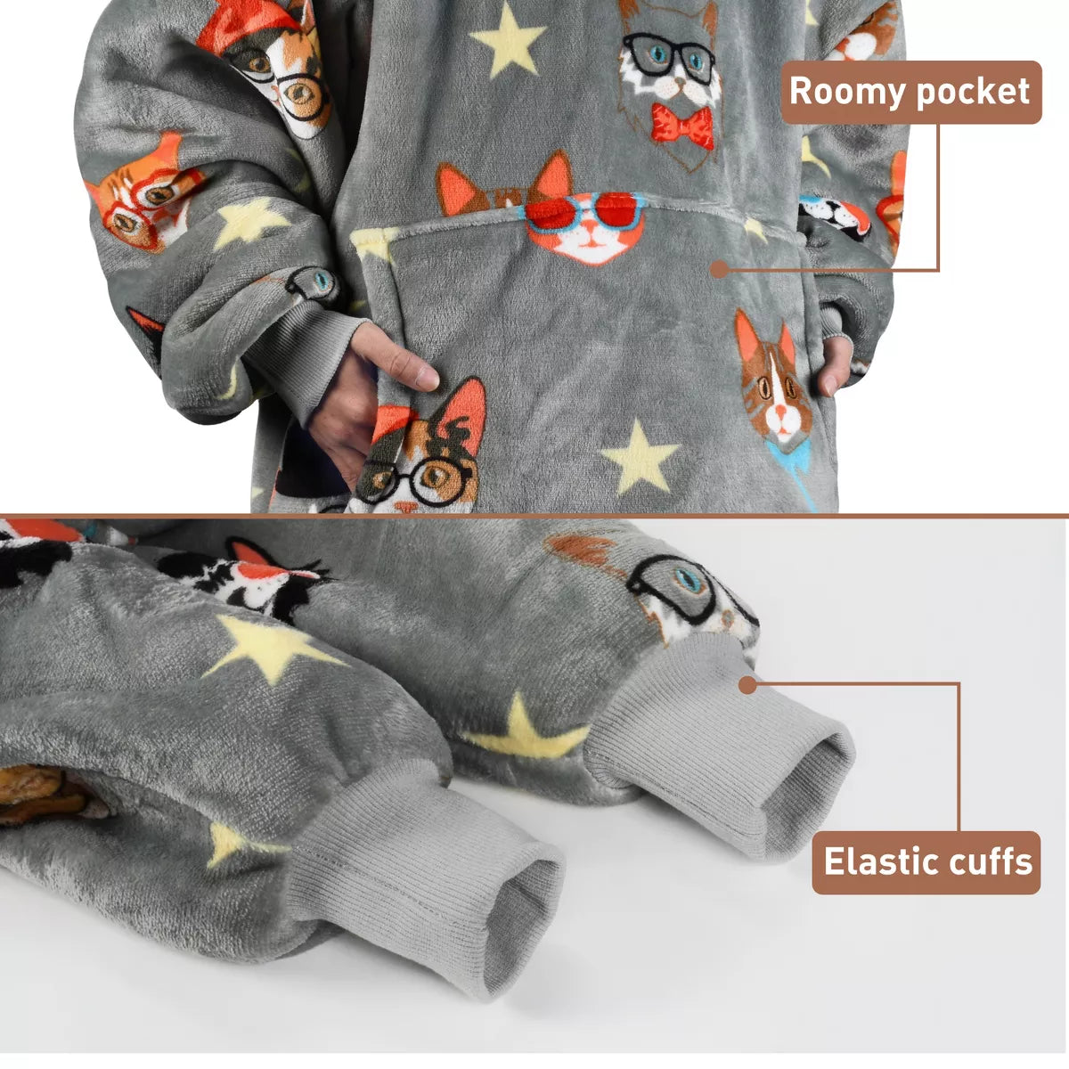 Catalonia Warm Blanket Hoodie Oversized Sweatshirt for Adult, Soft Fuzzy Wearable Blanket Pullover for Women Men, Cozy Gift