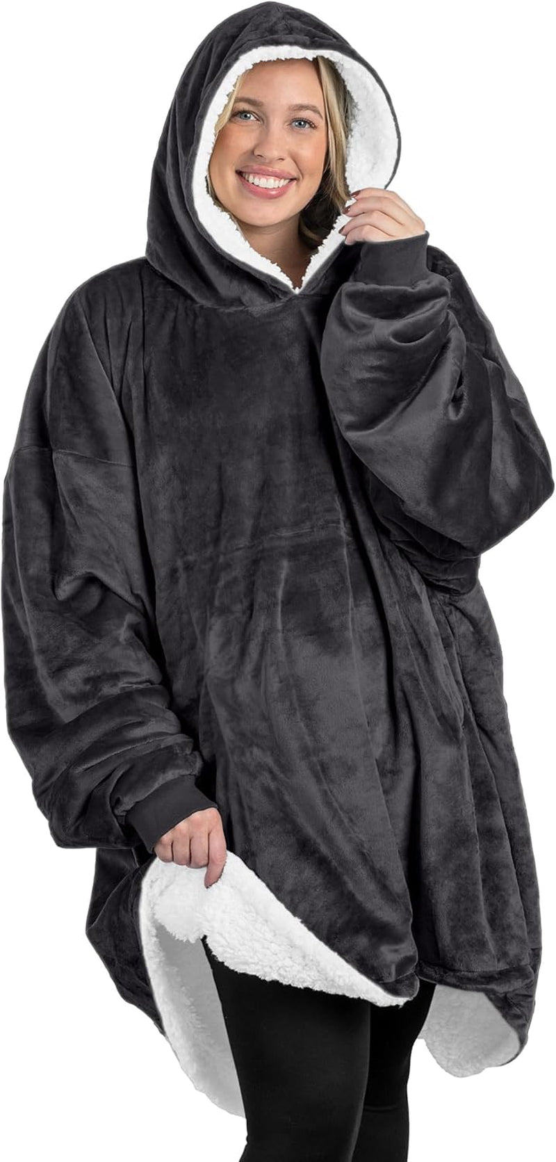 Wearable Blanket Hoodie - Soft Plush Sherpa - Warm and Cozy - Oversized Wearable Blanket