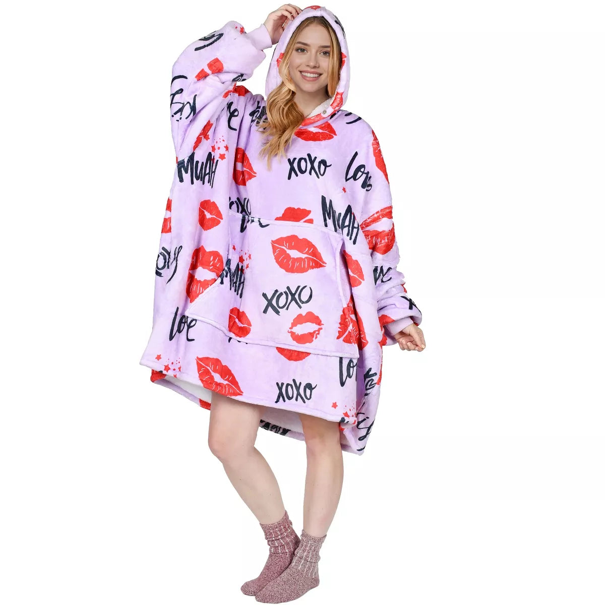 Catalonia Warm Blanket Hoodie Oversized Sweatshirt for Adult, Soft Fuzzy Wearable Blanket Pullover for Women Men, Cozy Gift