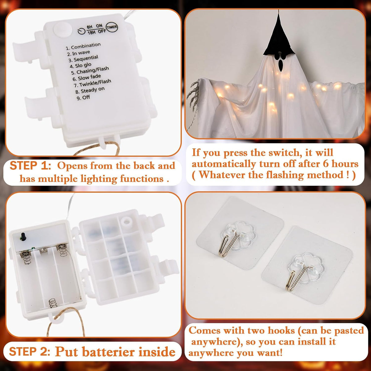 Hanging Ghosts Halloween Decor, White Ghosts, Halloween Indoor Outdoor