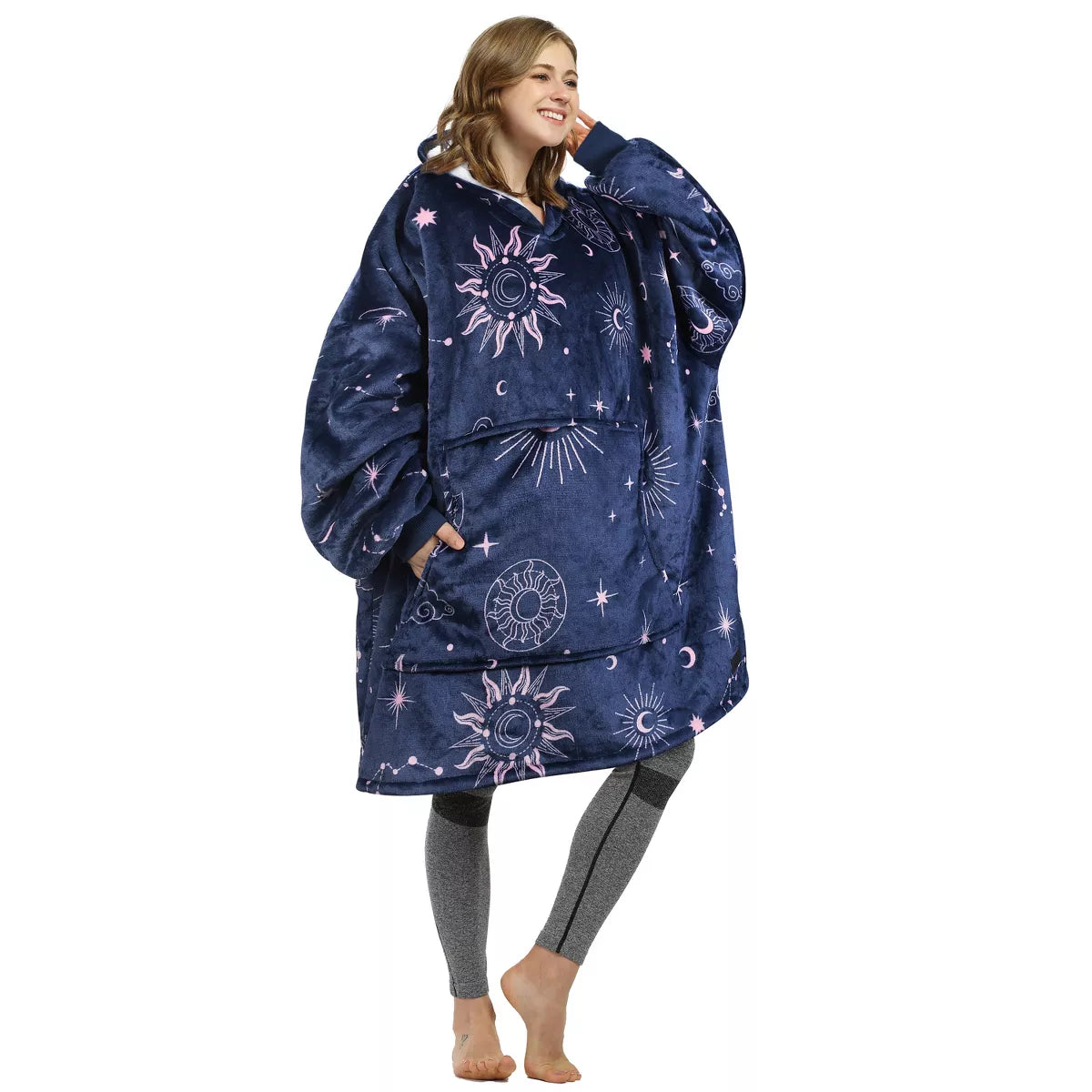 Catalonia Warm Blanket Hoodie Oversized Sweatshirt for Adult, Soft Fuzzy Wearable Blanket Pullover for Women Men, Cozy Gift