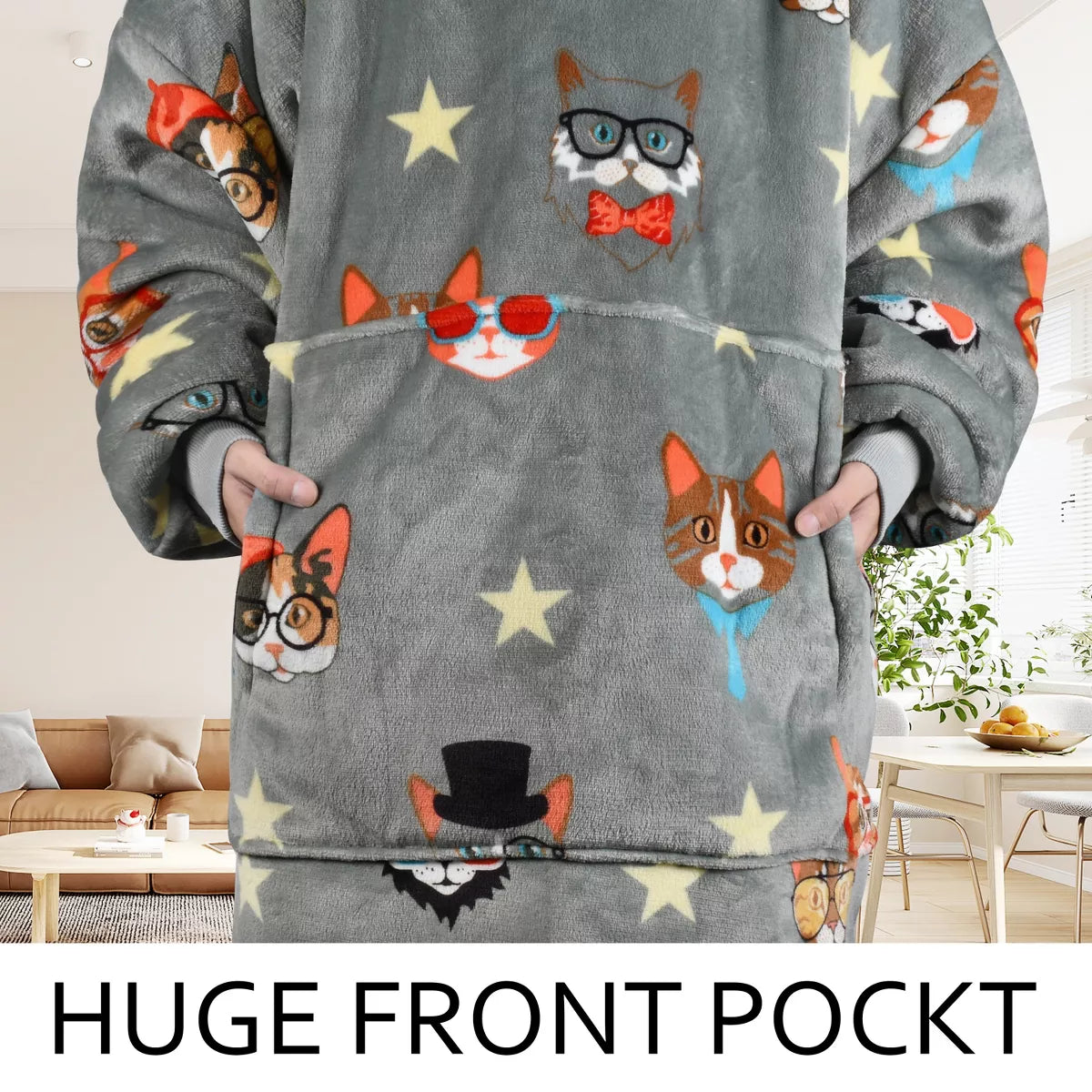 Catalonia Warm Blanket Hoodie Oversized Sweatshirt for Adult, Soft Fuzzy Wearable Blanket Pullover for Women Men, Cozy Gift