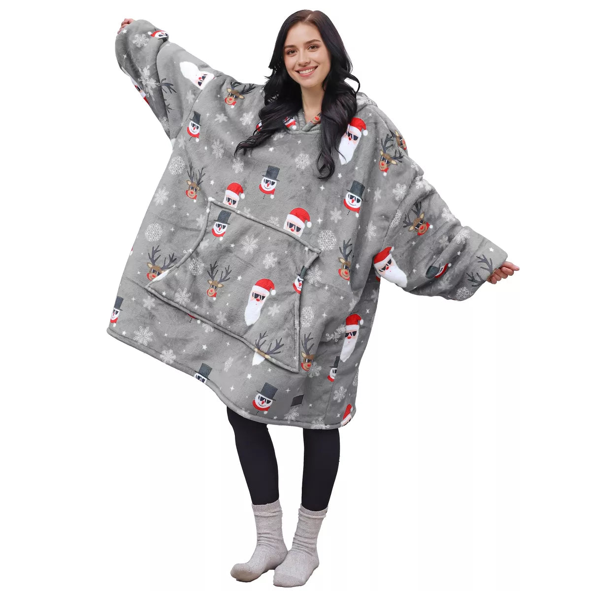 Catalonia Warm Blanket Hoodie Oversized Sweatshirt for Adult, Soft Fuzzy Wearable Blanket Pullover for Women Men, Cozy Gift