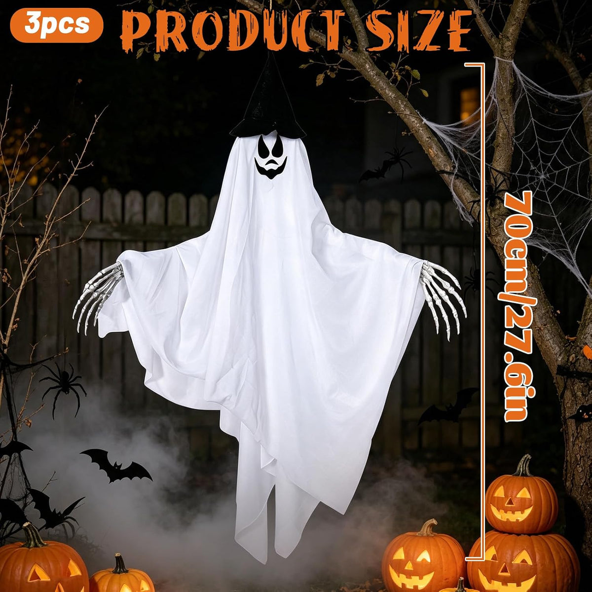Hanging Ghosts Halloween Decor, White Ghosts, Halloween Indoor Outdoor