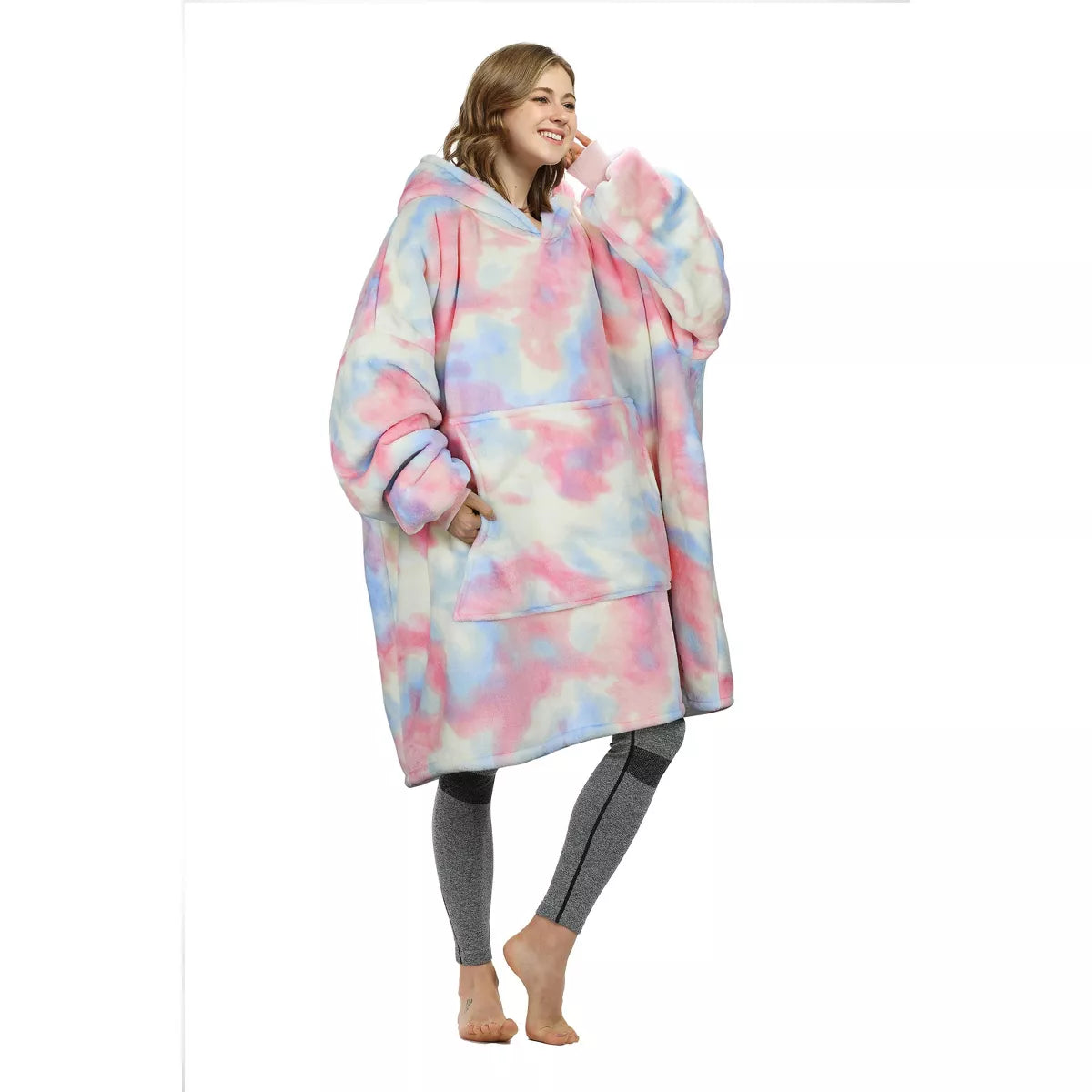 Catalonia Warm Blanket Hoodie Oversized Sweatshirt for Adult, Soft Fuzzy Wearable Blanket Pullover for Women Men, Cozy Gift