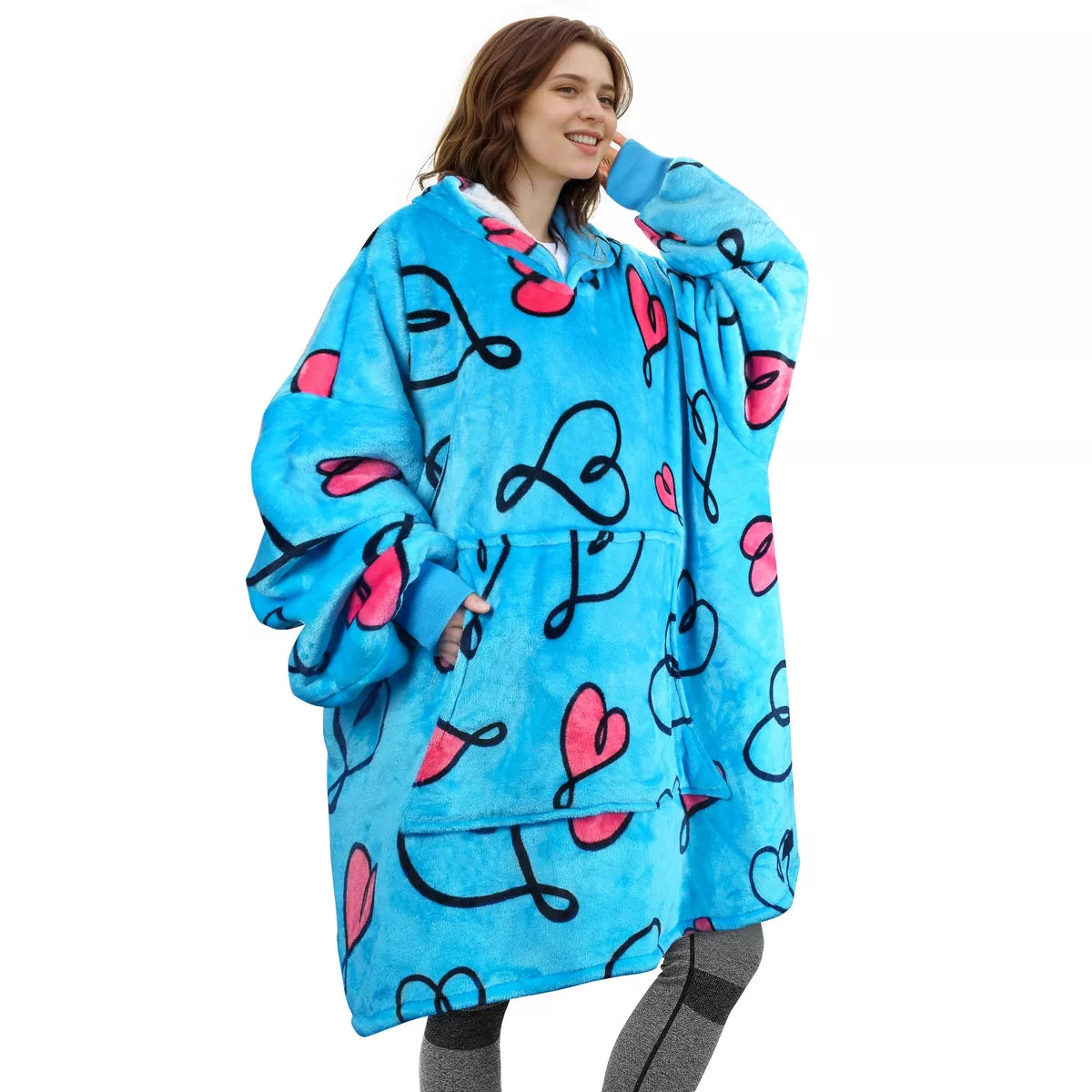 Catalonia Warm Blanket Hoodie Oversized Sweatshirt for Adult, Soft Fuzzy Wearable Blanket Pullover for Women Men, Cozy Gift