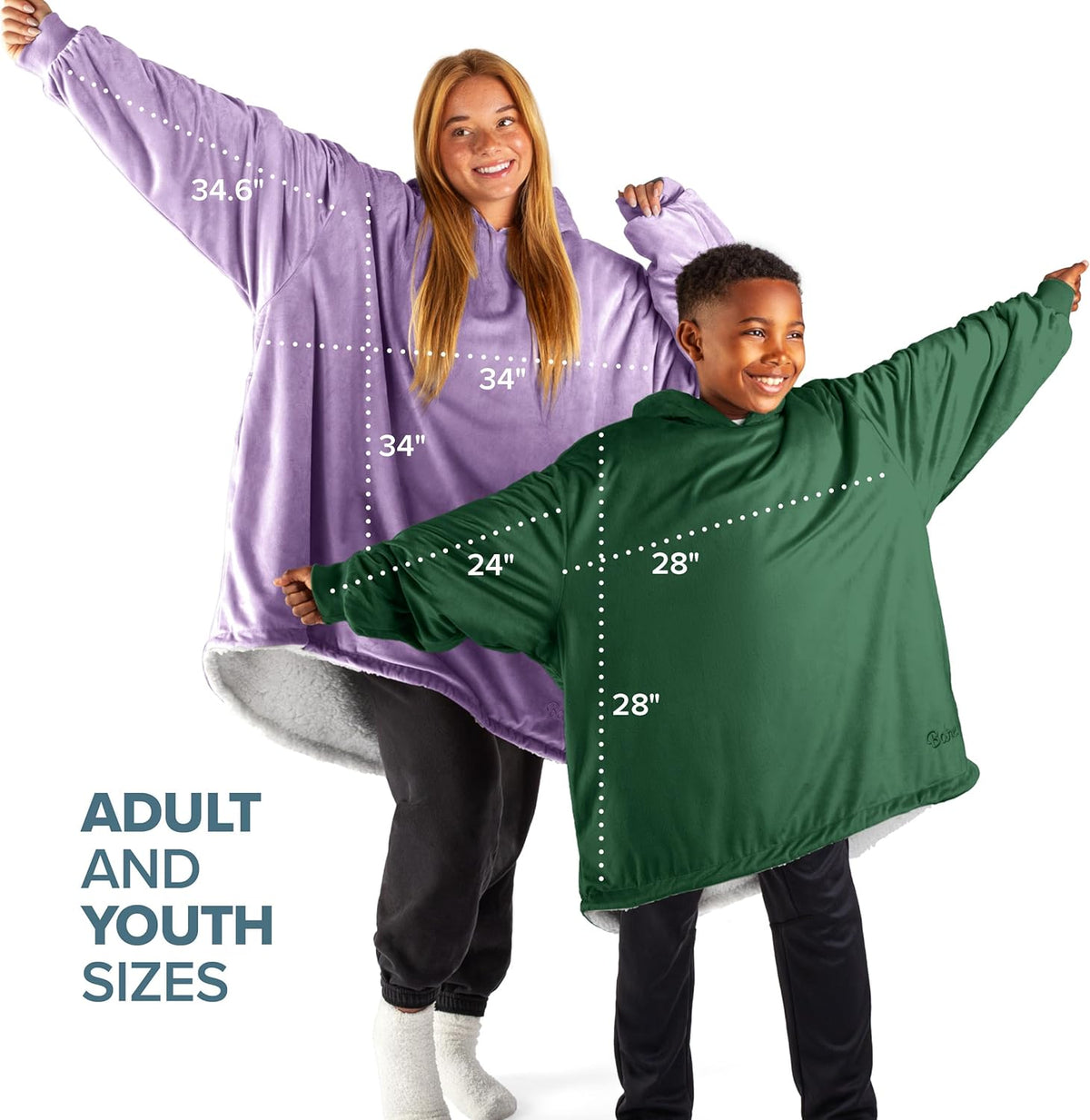 Wearable Blanket Hoodie - Soft Plush Sherpa - Warm and Cozy - Oversized Wearable Blanket