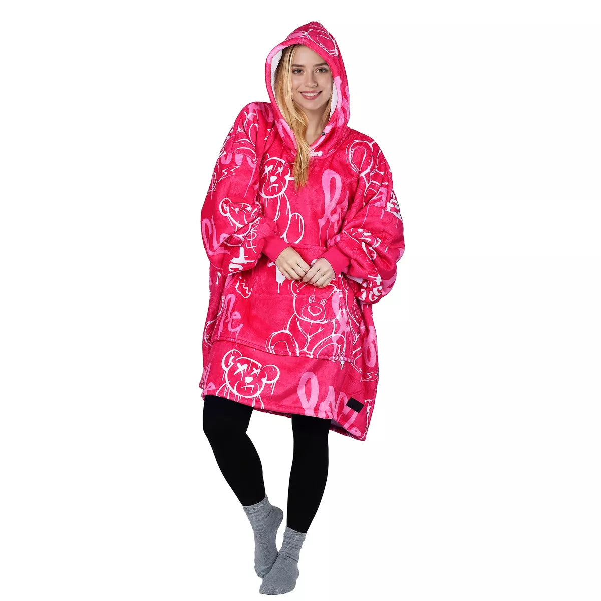 Catalonia Warm Blanket Hoodie Oversized Sweatshirt for Adult, Soft Fuzzy Wearable Blanket Pullover for Women Men, Cozy Gift