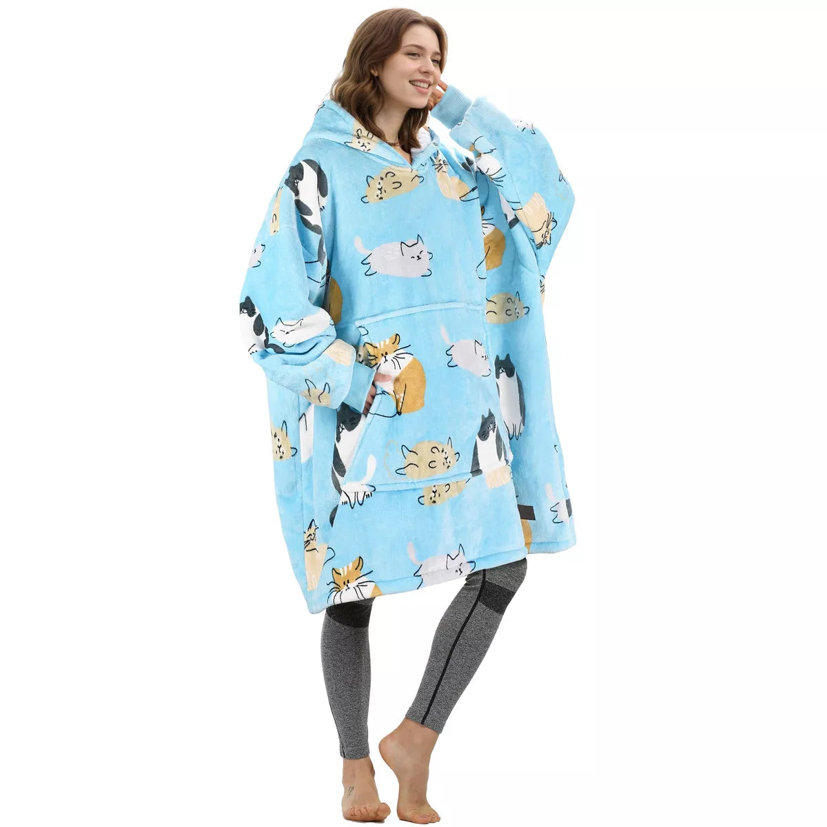 Catalonia Warm Blanket Hoodie Oversized Sweatshirt for Adult, Soft Fuzzy Wearable Blanket Pullover for Women Men, Cozy Gift