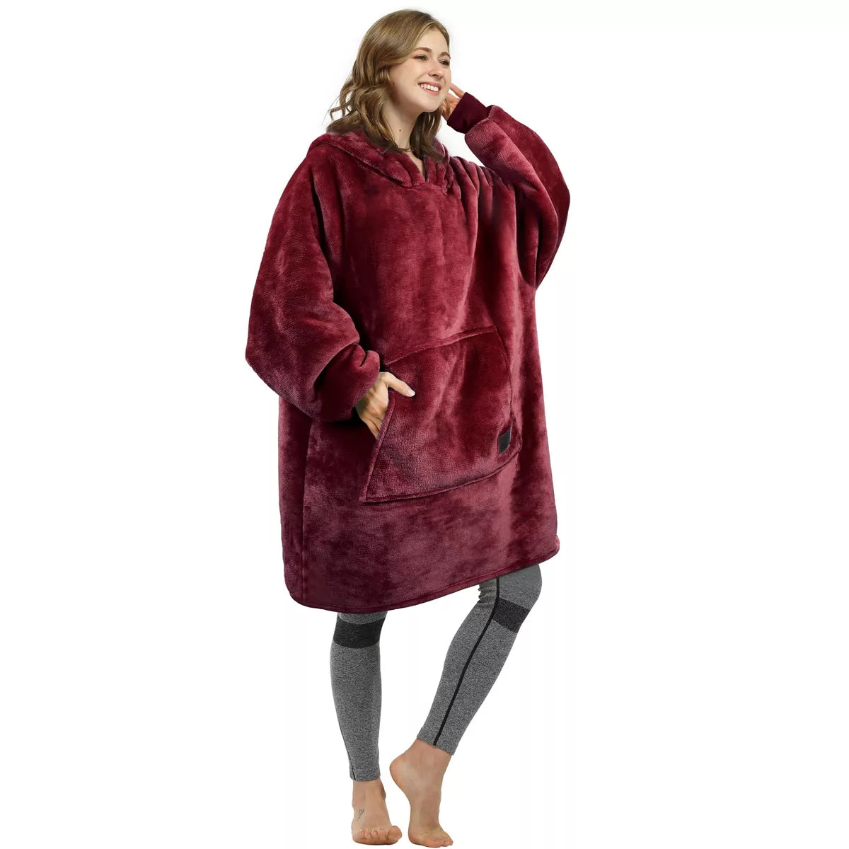 Catalonia Warm Blanket Hoodie Oversized Sweatshirt for Adult, Soft Fuzzy Wearable Blanket Pullover for Women Men, Cozy Gift
