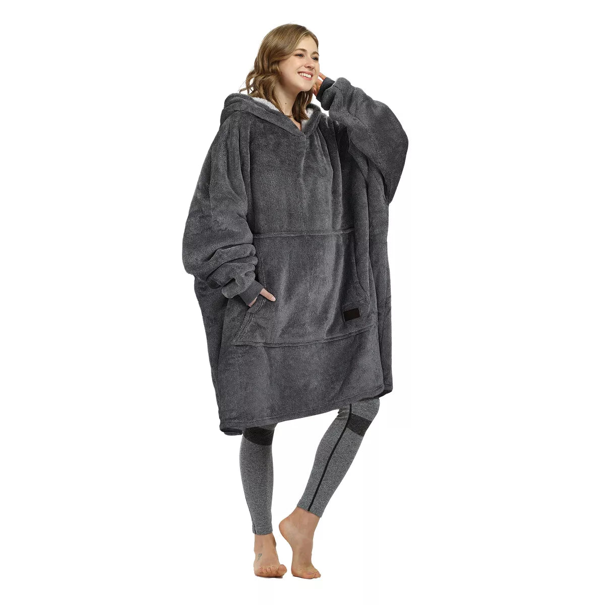 Catalonia Warm Blanket Hoodie Oversized Sweatshirt for Adult, Soft Fuzzy Wearable Blanket Pullover for Women Men, Cozy Gift