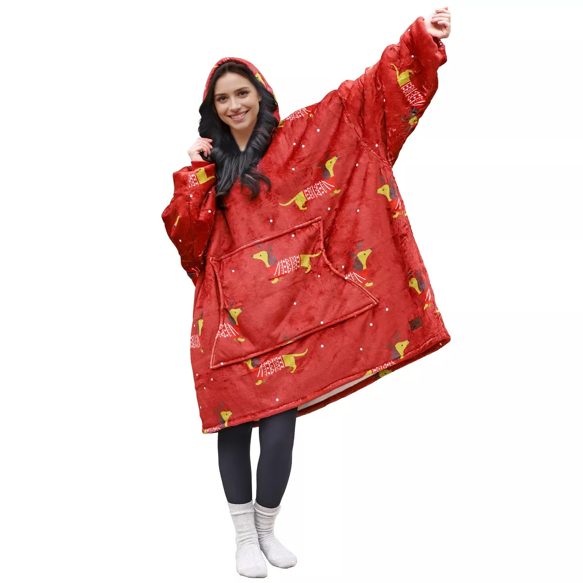 Catalonia Warm Blanket Hoodie Oversized Sweatshirt for Adult, Soft Fuzzy Wearable Blanket Pullover for Women Men, Cozy Gift
