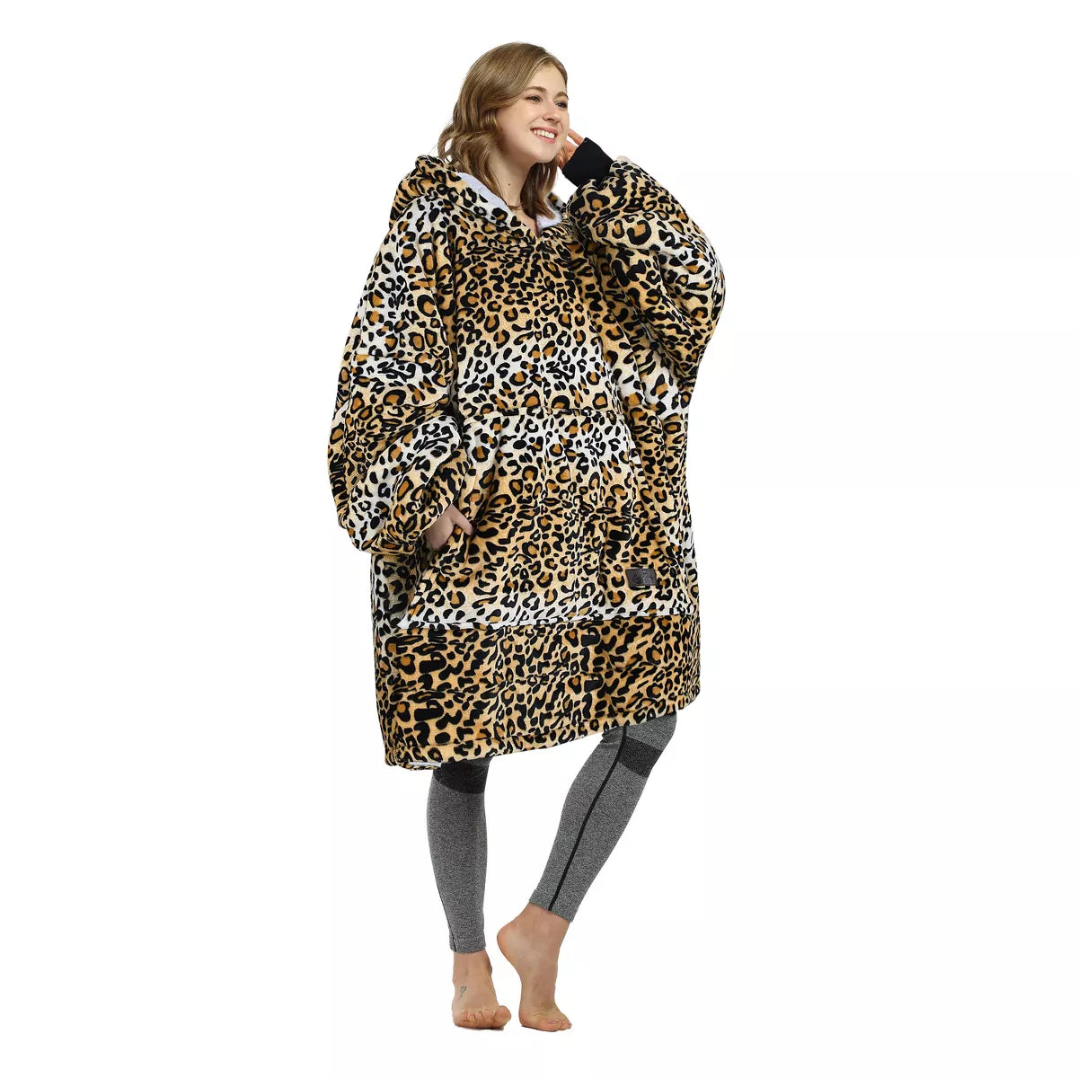 Catalonia Warm Blanket Hoodie Oversized Sweatshirt for Adult, Soft Fuzzy Wearable Blanket Pullover for Women Men, Cozy Gift