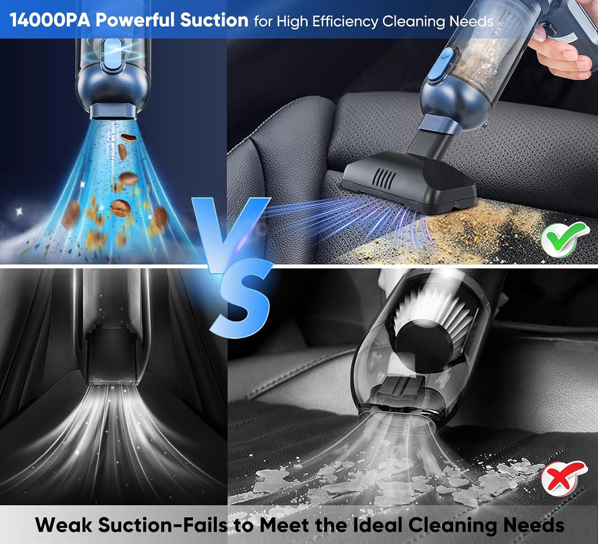 Car Vacuum Cordless, 3 in 1 Handheld Vacuum,Brushless Motor 14000PA