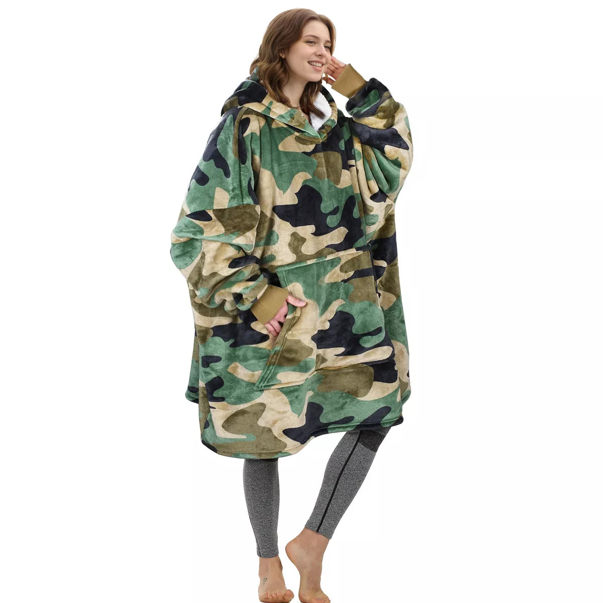 Catalonia Warm Blanket Hoodie Oversized Sweatshirt for Adult, Soft Fuzzy Wearable Blanket Pullover for Women Men, Cozy Gift