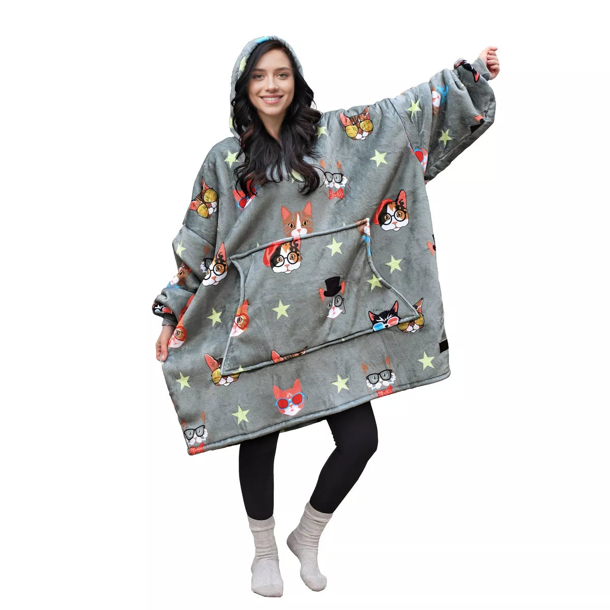 Catalonia Warm Blanket Hoodie Oversized Sweatshirt for Adult, Soft Fuzzy Wearable Blanket Pullover for Women Men, Cozy Gift